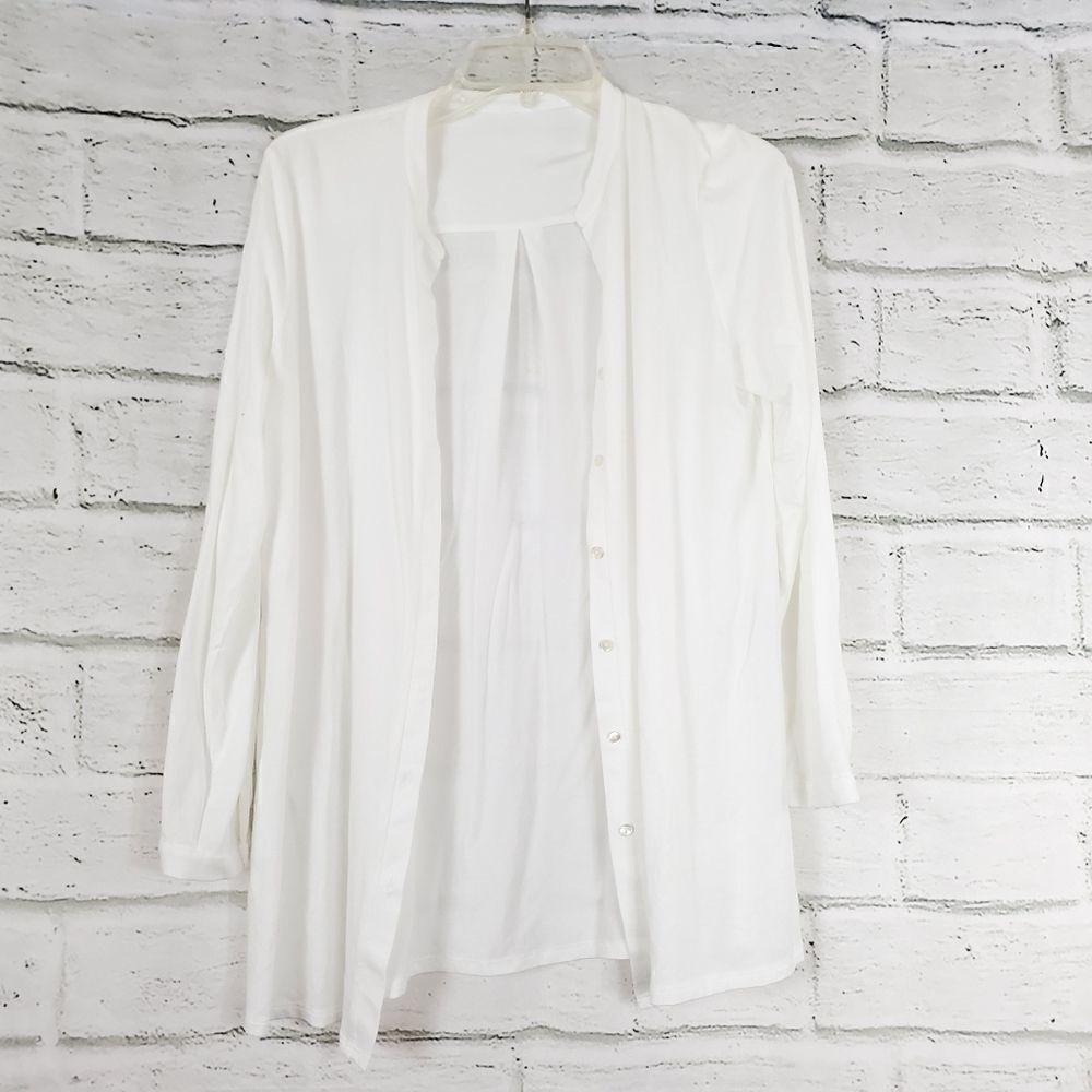 Eileen Fisher tencel open front cardigan white - Picture 1 of 5